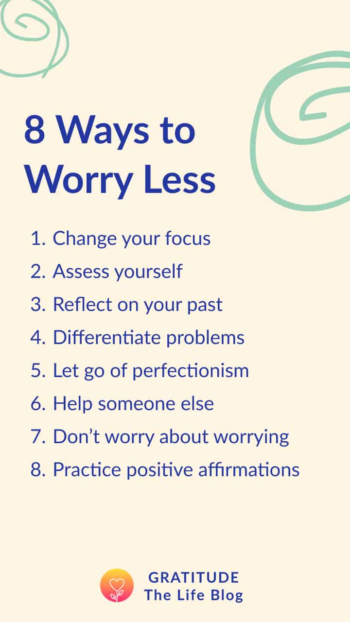 An image showing the list of 8 ways to worry less