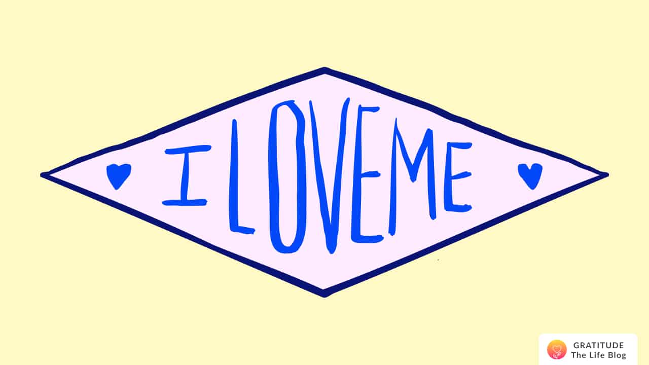 Illustration of a banner having "I LOVE ME" written on it