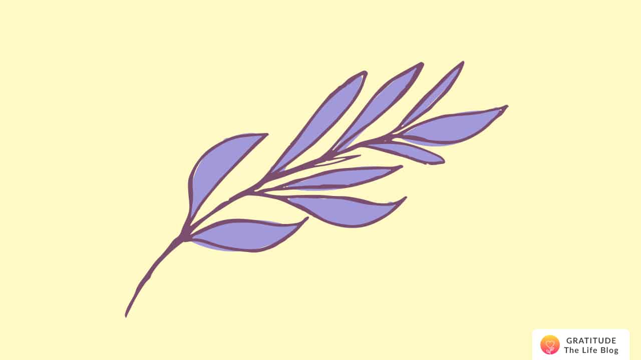 Illustration with a brown stem of purple leaves