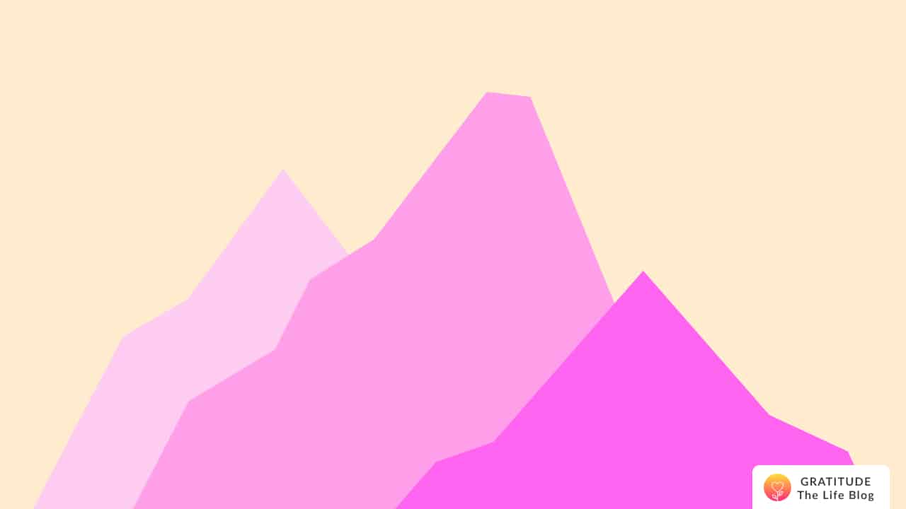 Illustration of three pink mountains