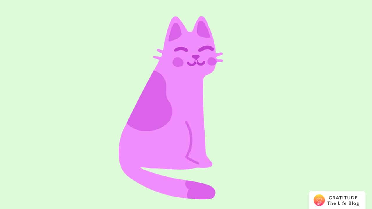 Illustration of a pink-colored smiling cat