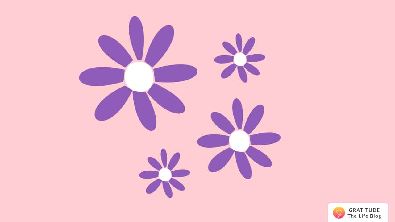 Illustration of four purple flowers