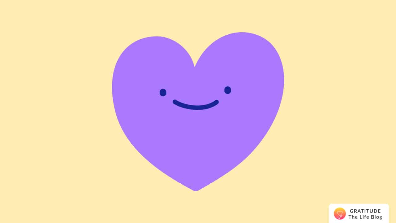Illustration of a purple smiling heart