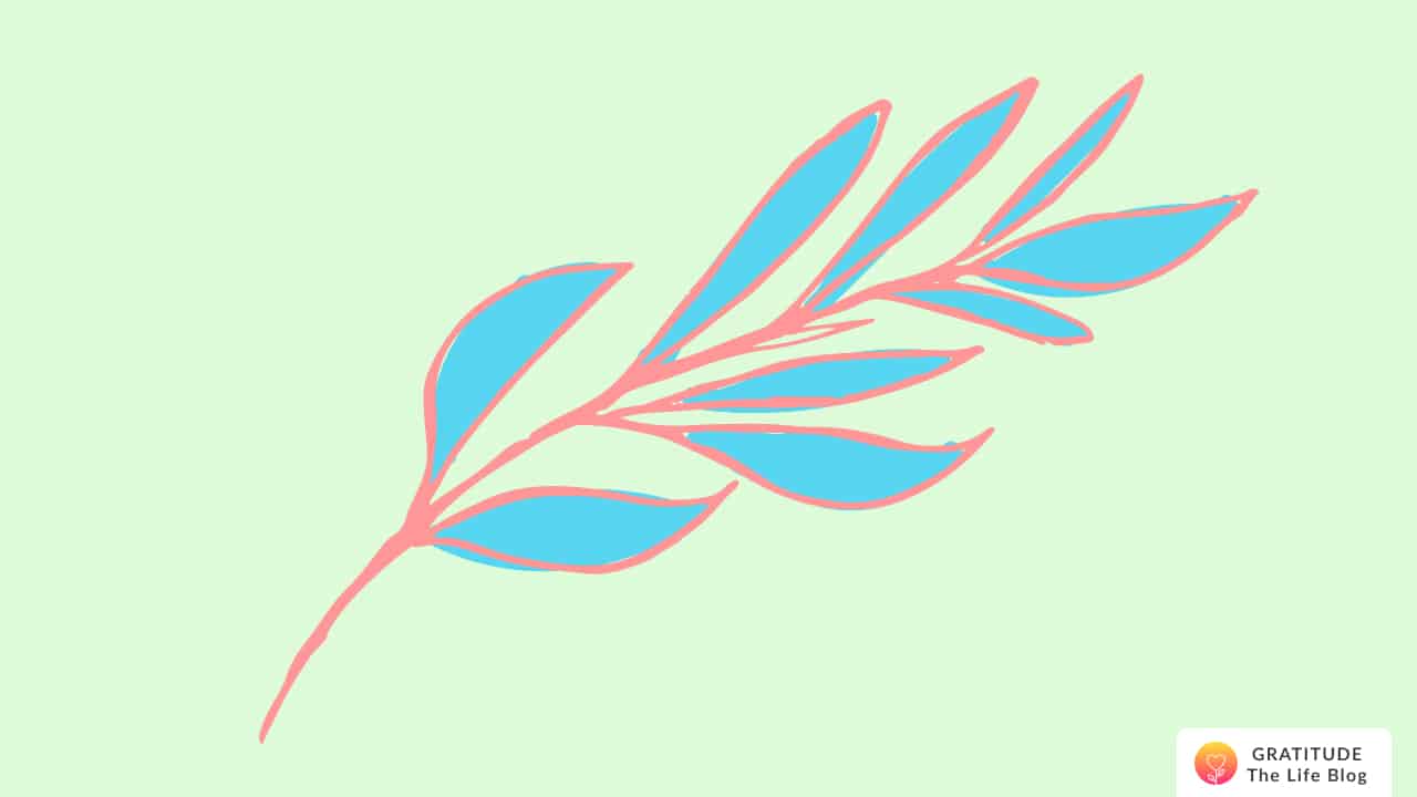 Illustration of a blue and red leaf stem