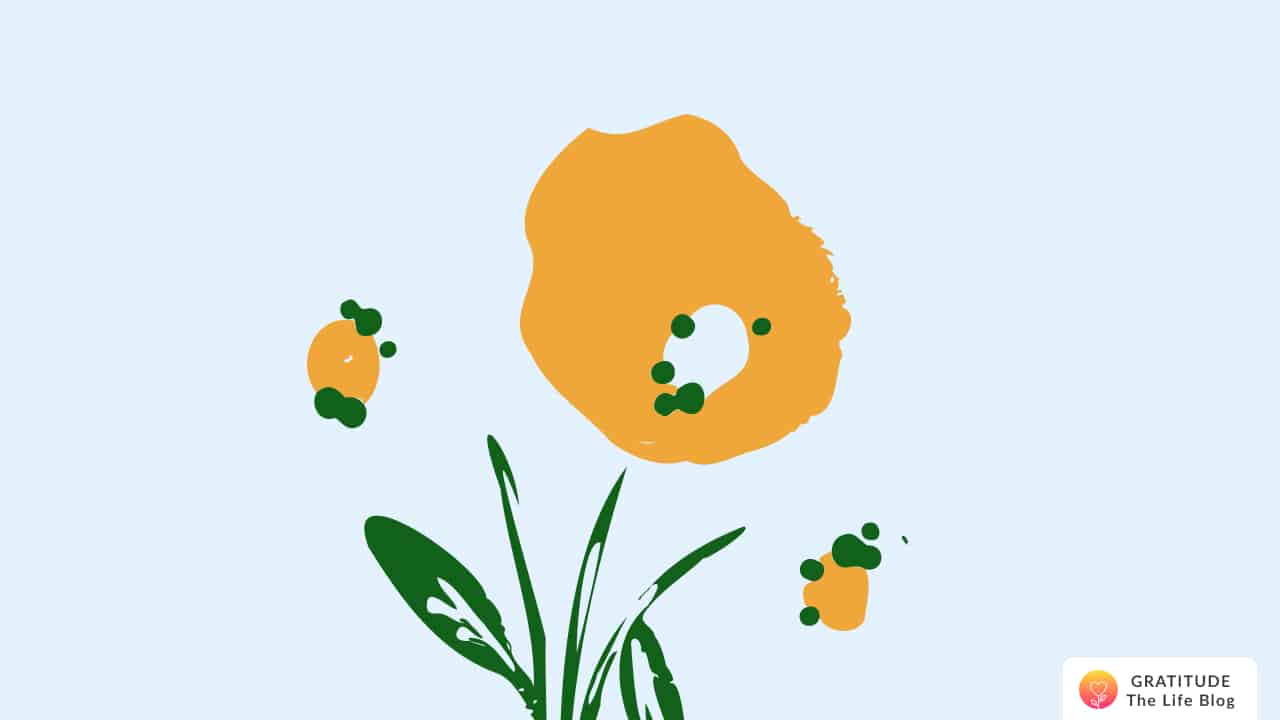 Illustration of an orange flower and its leaves