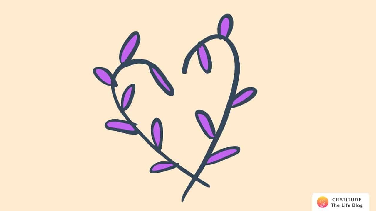 A heart with purple leaves