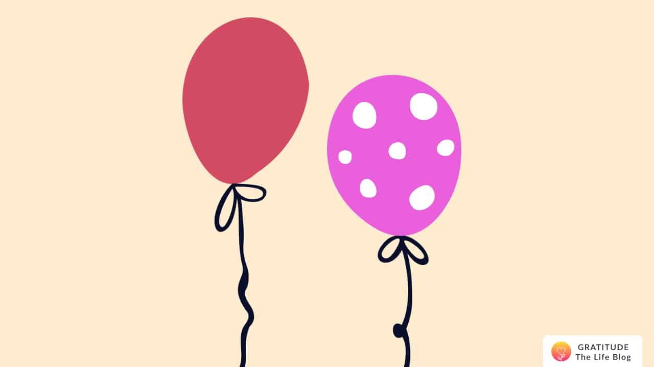 Illustration of a red and a pink balloon