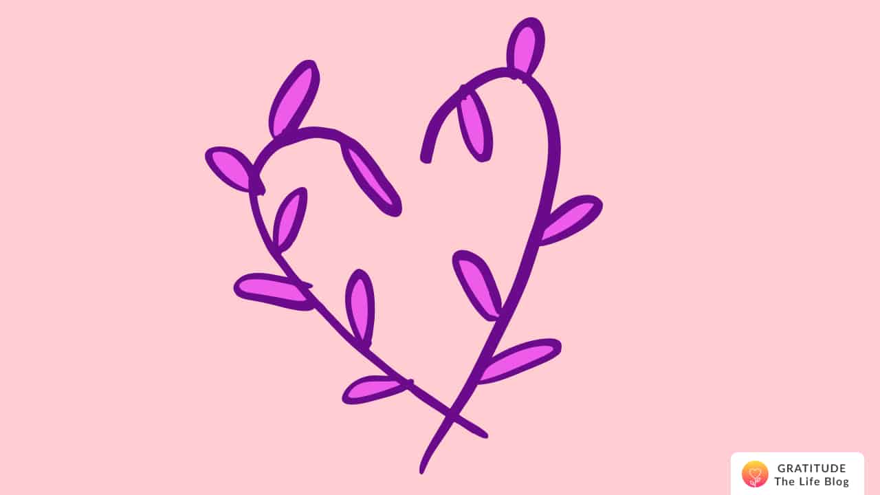 A purple and pink heart of leaves
