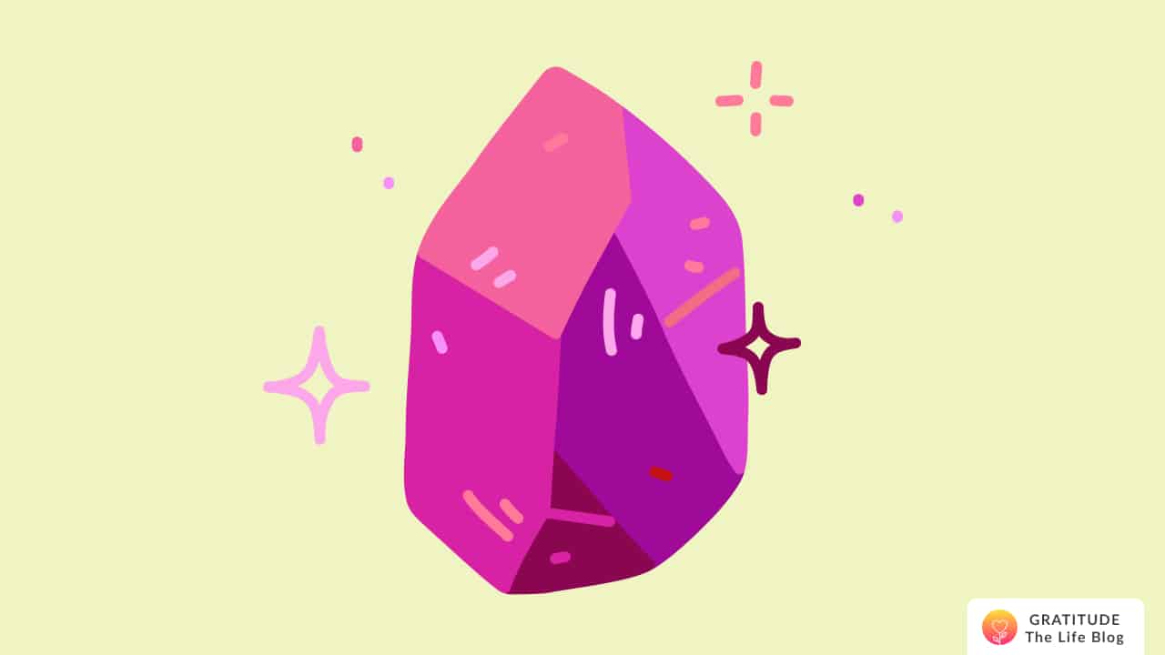 Illustration of a sparkling pink stone