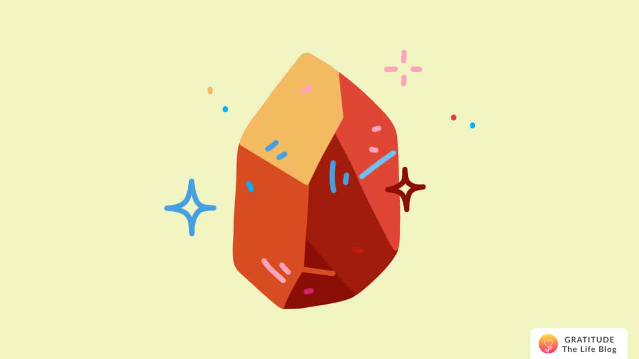 Illustration of a orange and red sparkling stone