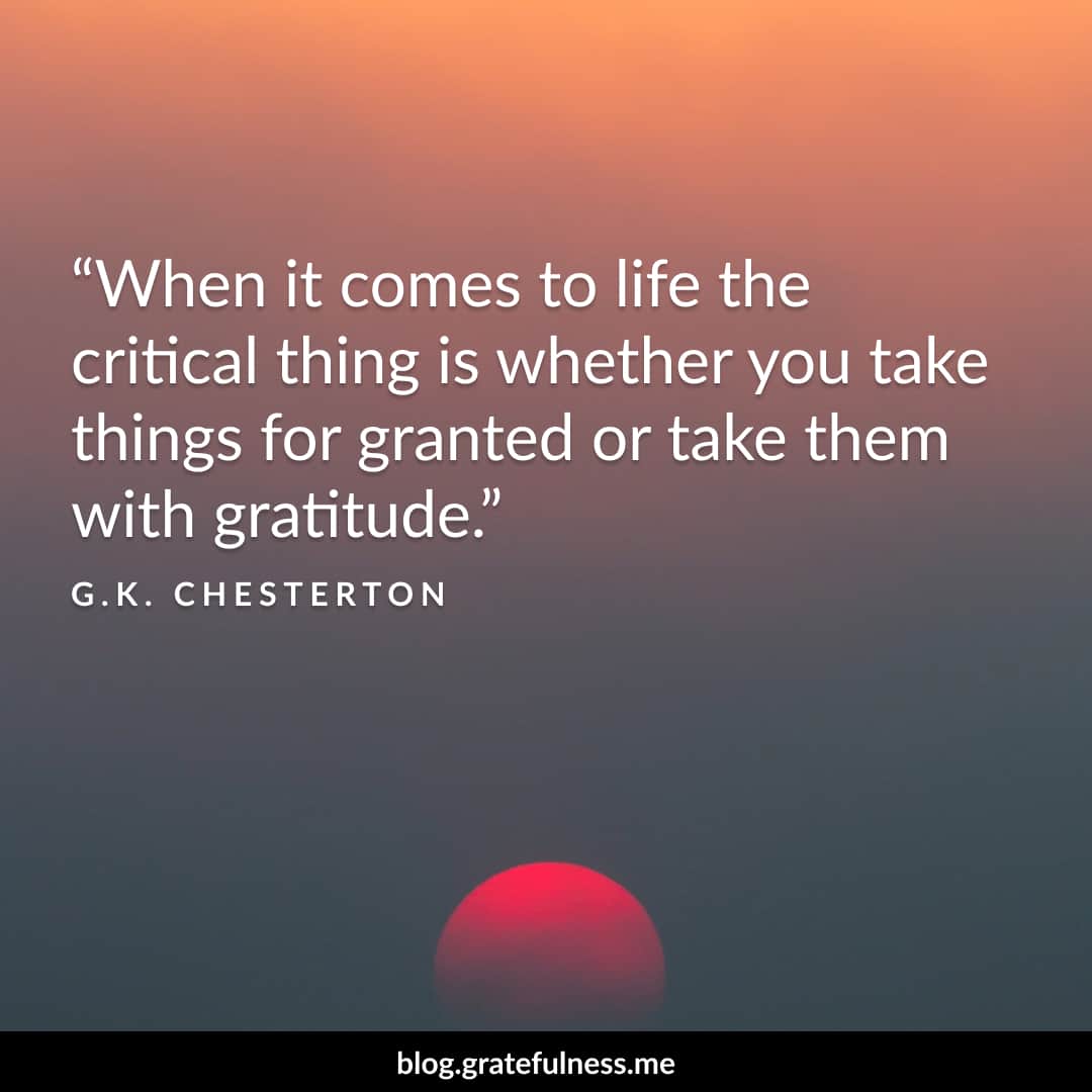 Image of a gratitude quote by G.K. Chesterton