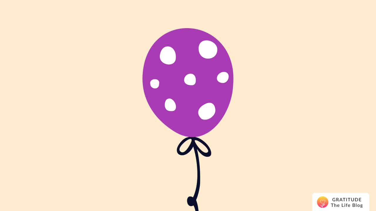 Illustration of a dark pink balloon with white polka dots