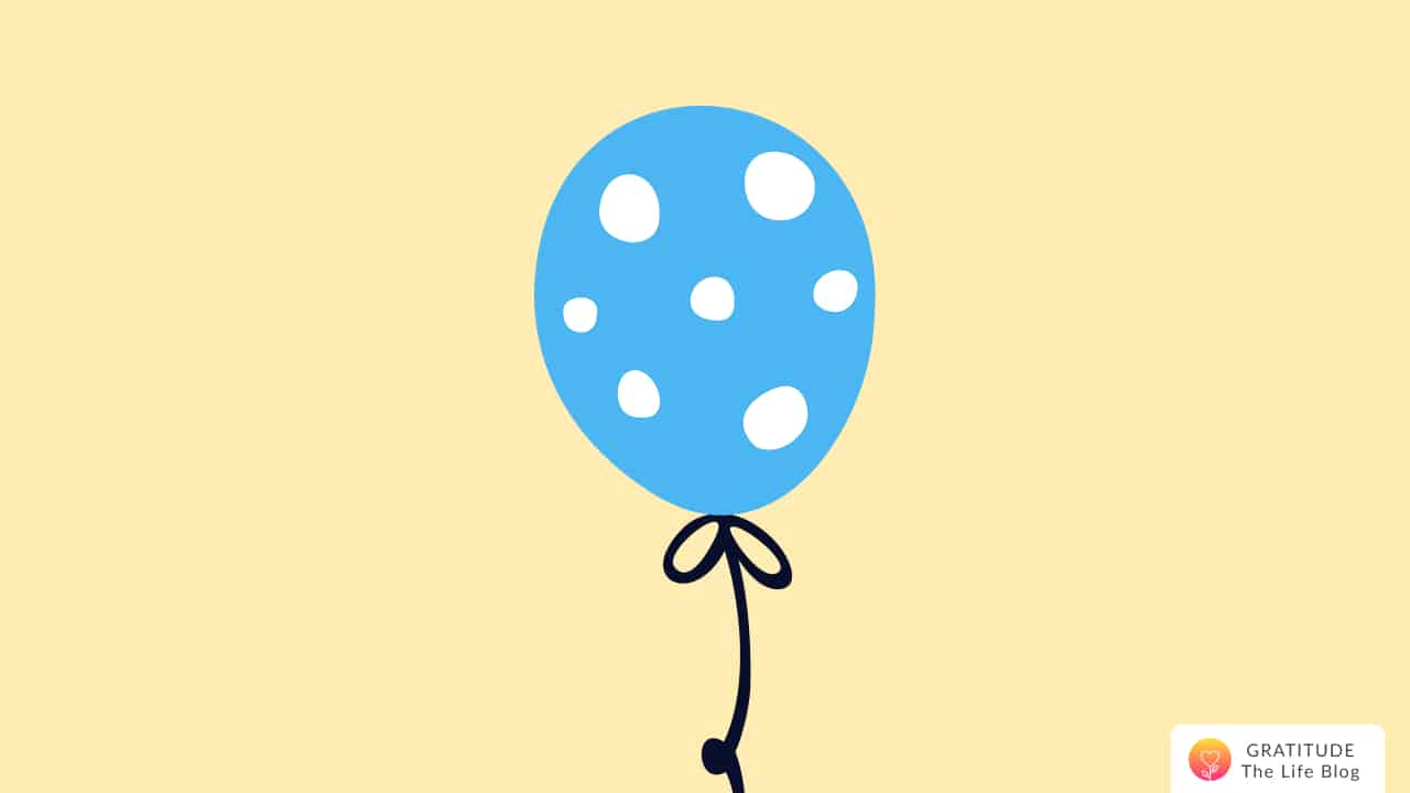 Illustration of a blue polka-dot balloon
