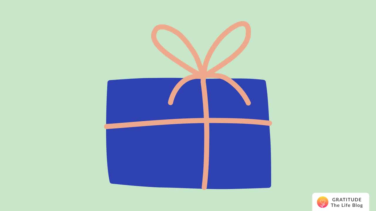 Illustration of a blue and orange gift box