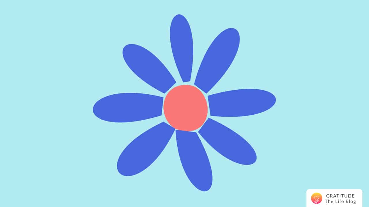 Illustration of a blue and pink flower