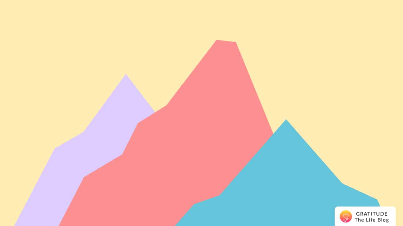 Illustration of three colored mountains