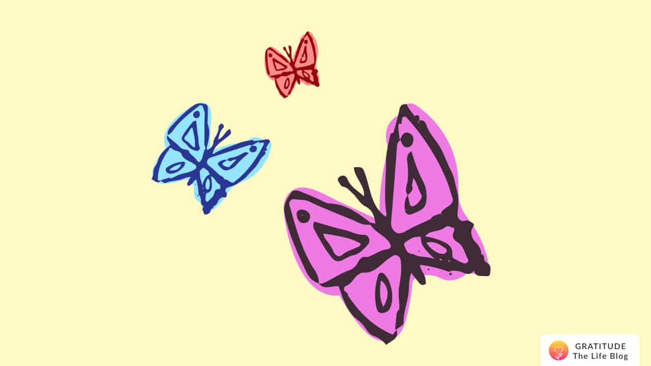 Illustration of three butterflies