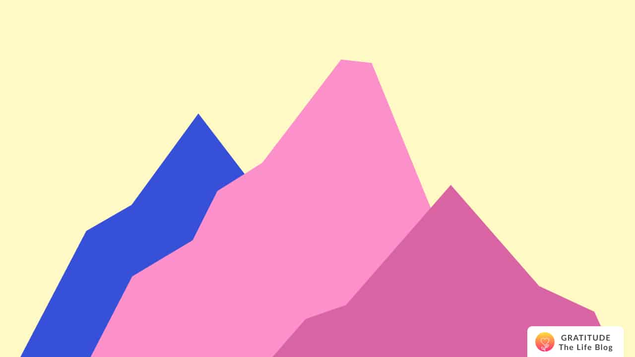 Illustration of pink and blue mountains
