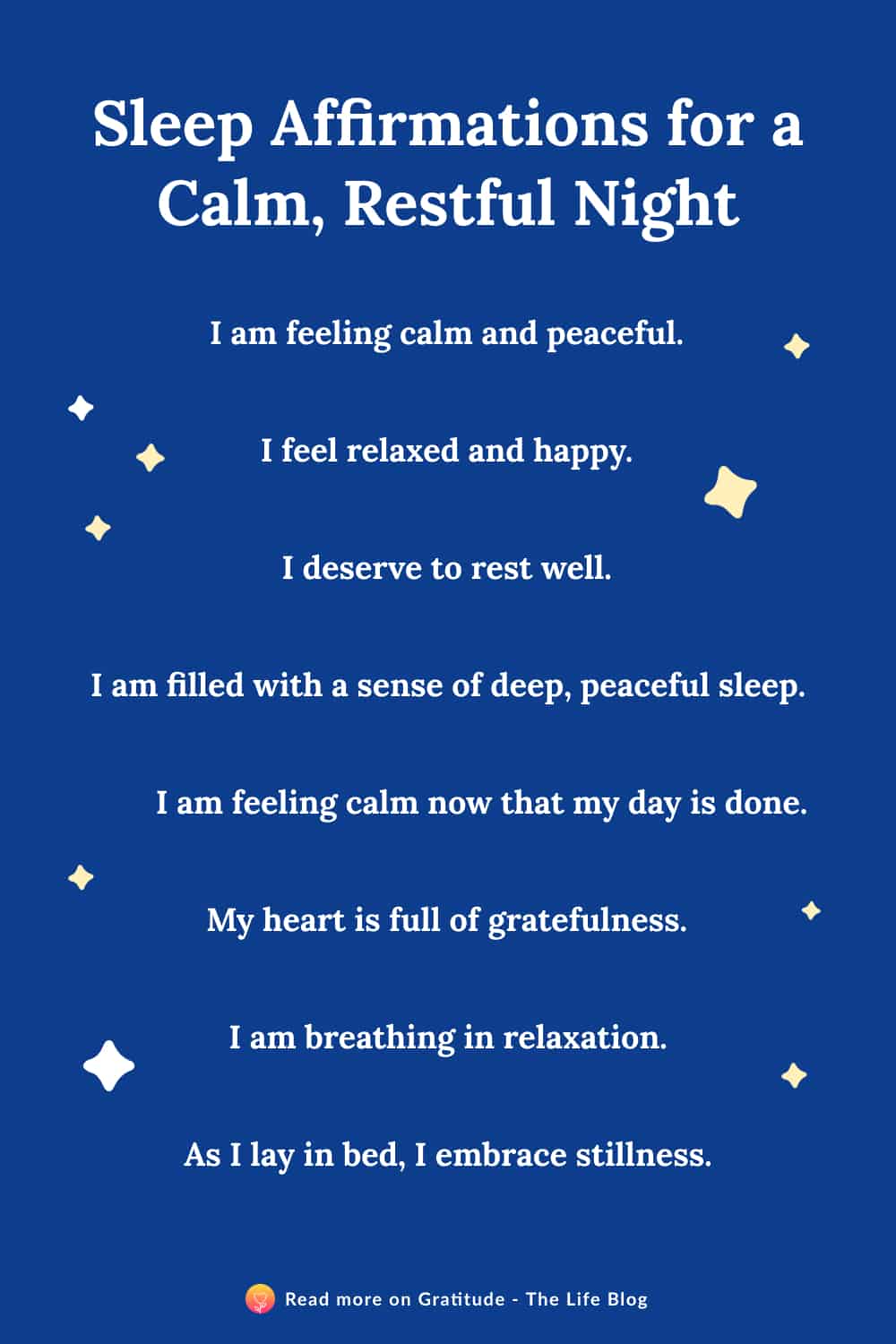 Image with list of sleep affirmations