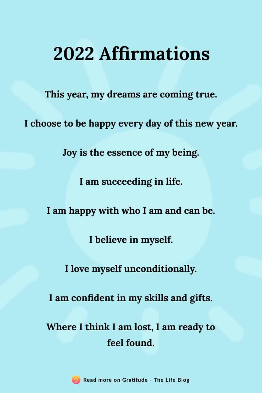 Image with list of 2022 affirmations