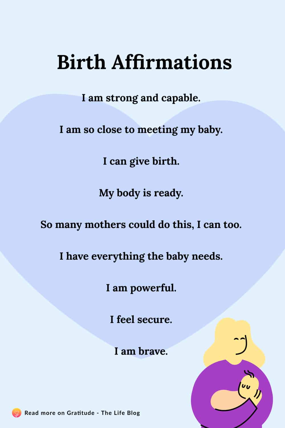 Image with list of birth affirmations
