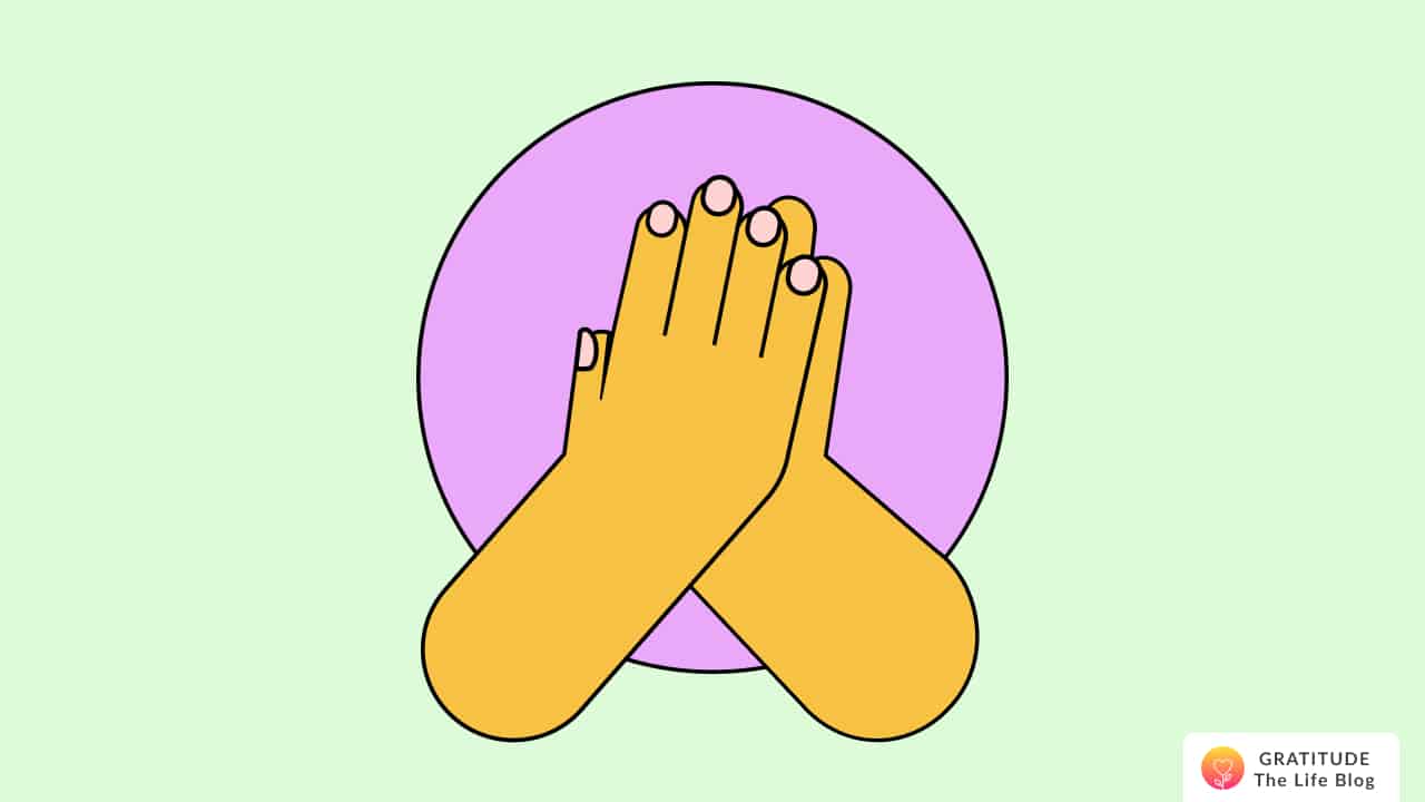 Image with illustration of two hands joined in prayer