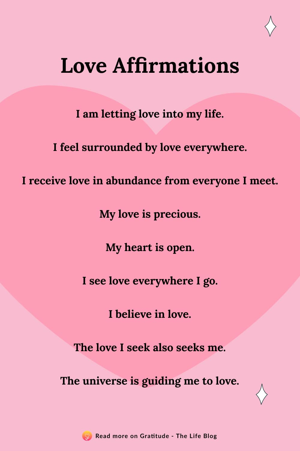 Image with list of love affirmations