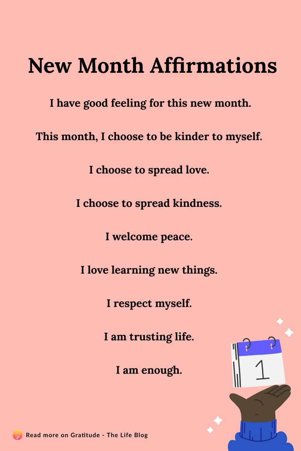 Image with list of new month affirmations