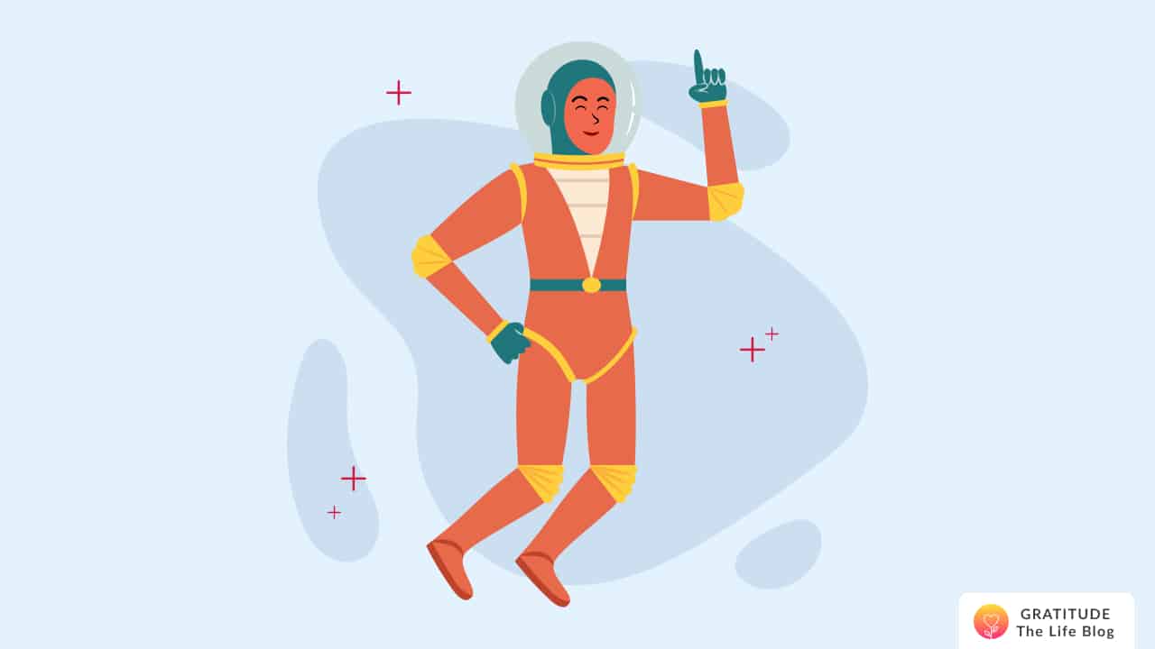 Image with illustration of a floating astronaut