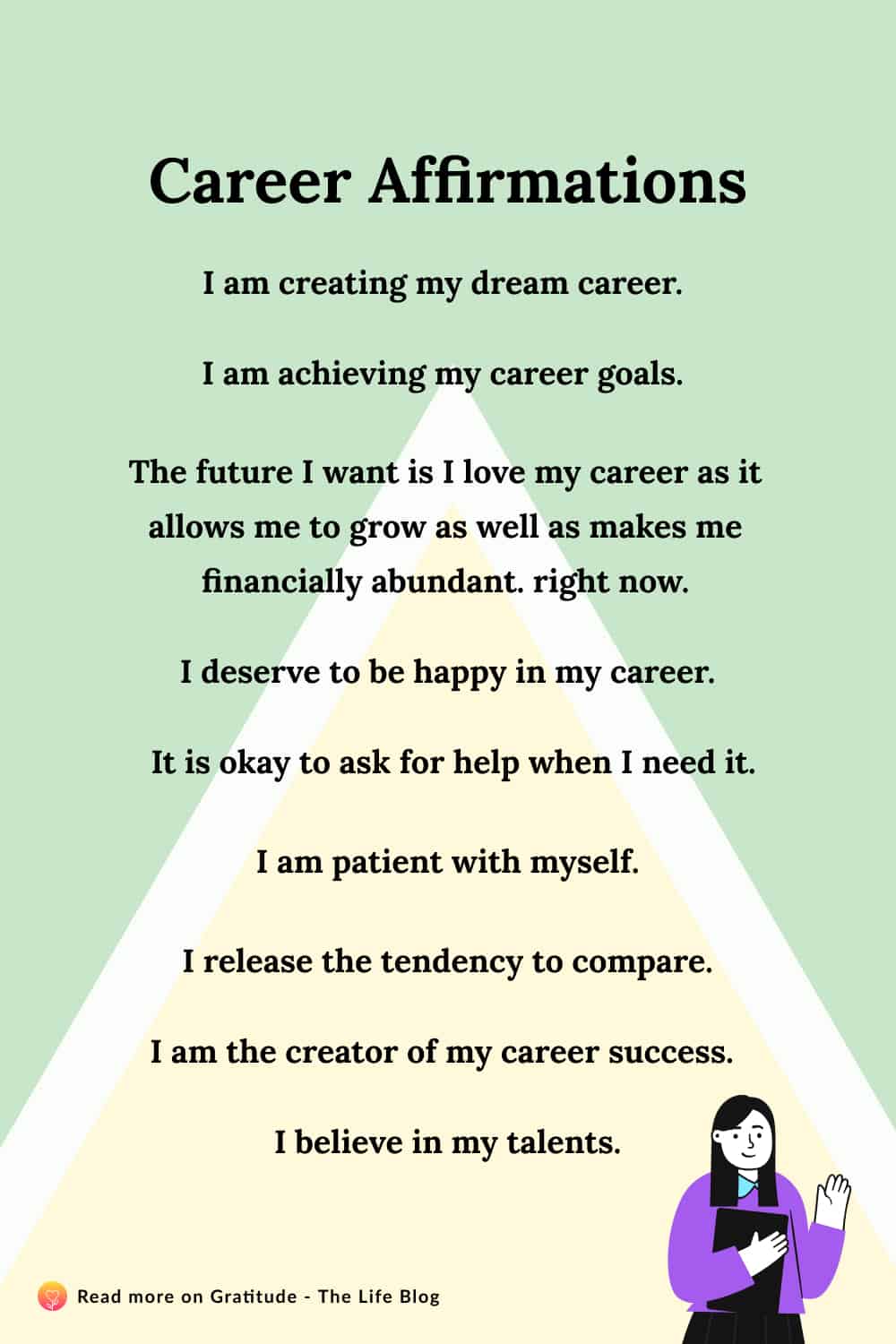 Image with list of career affirmations
