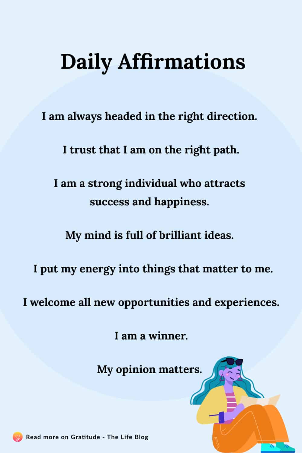Image with list of daily affirmations