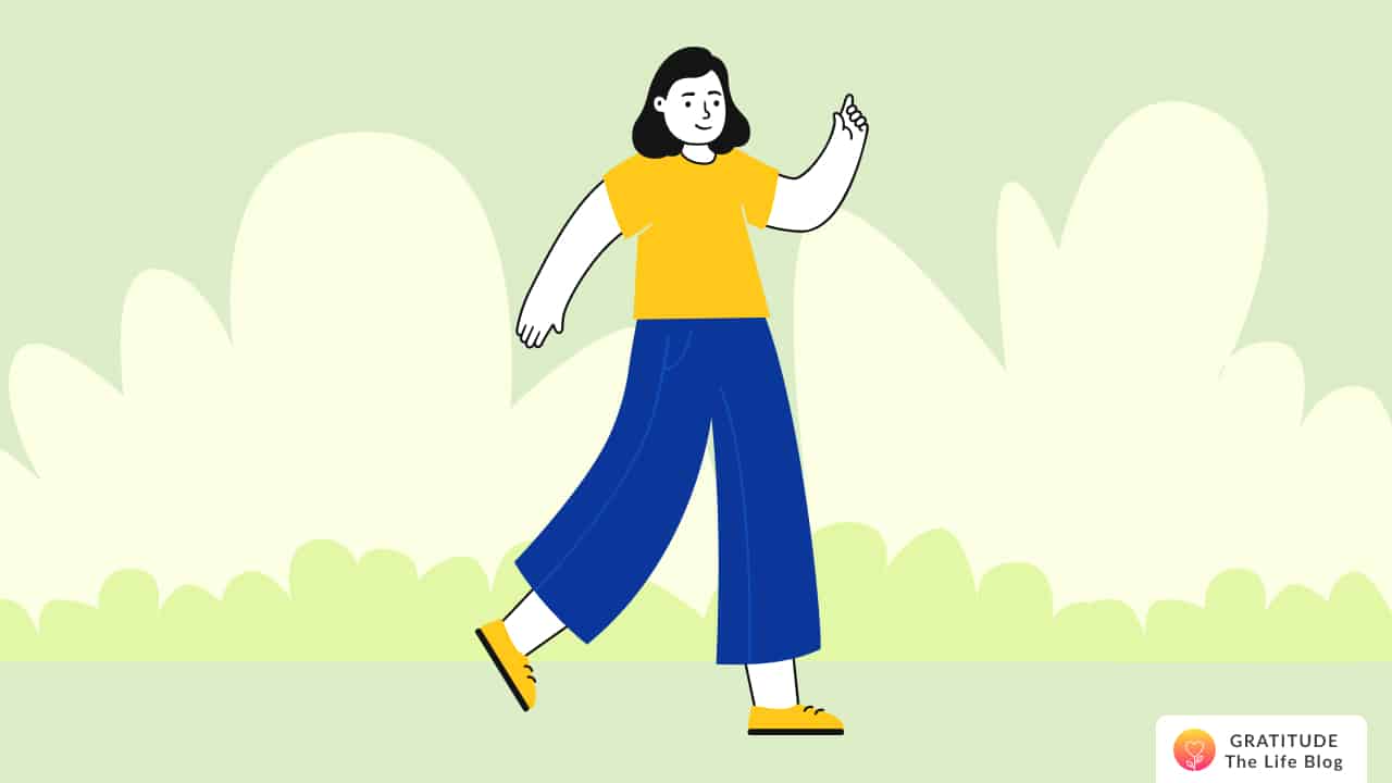 Image with illustration of a person walking