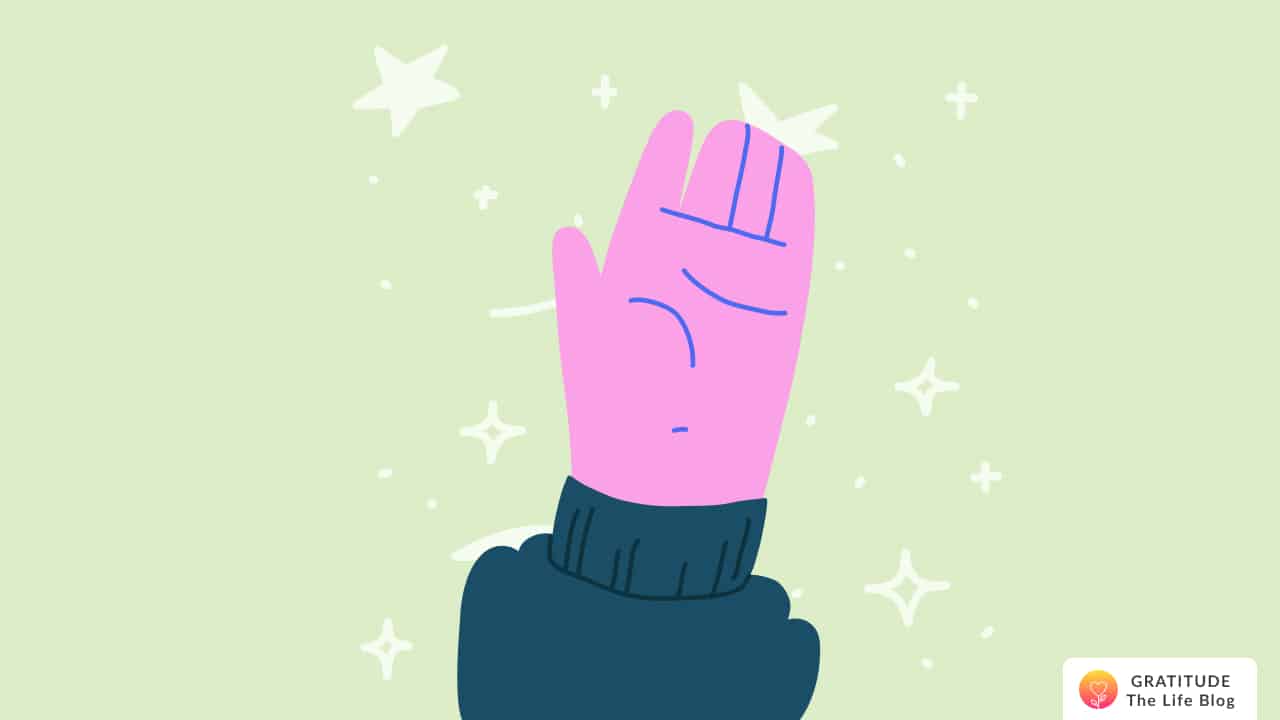Image with illustration of a pink hand