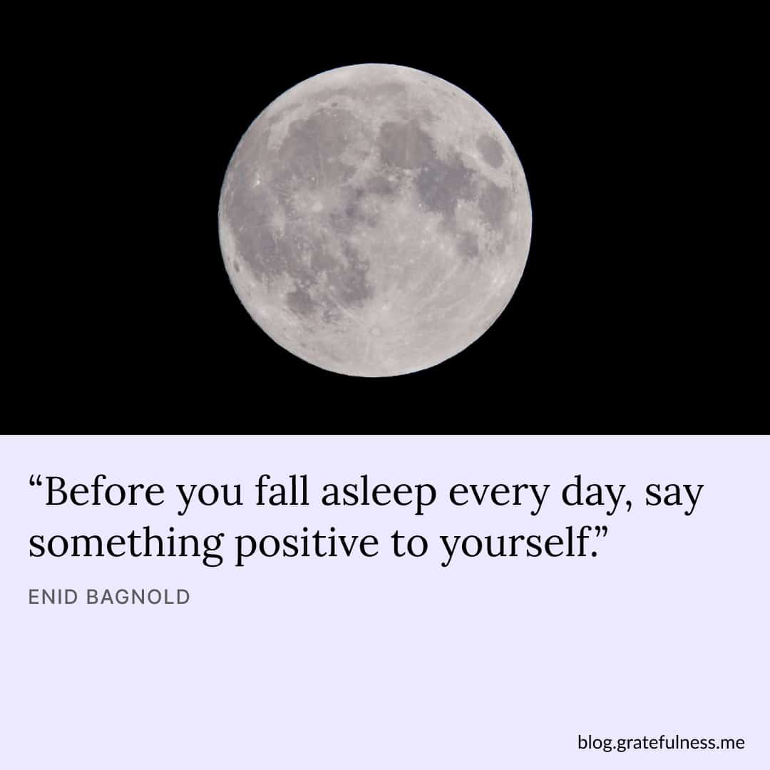 Image with good night quote by Enid Bagnold