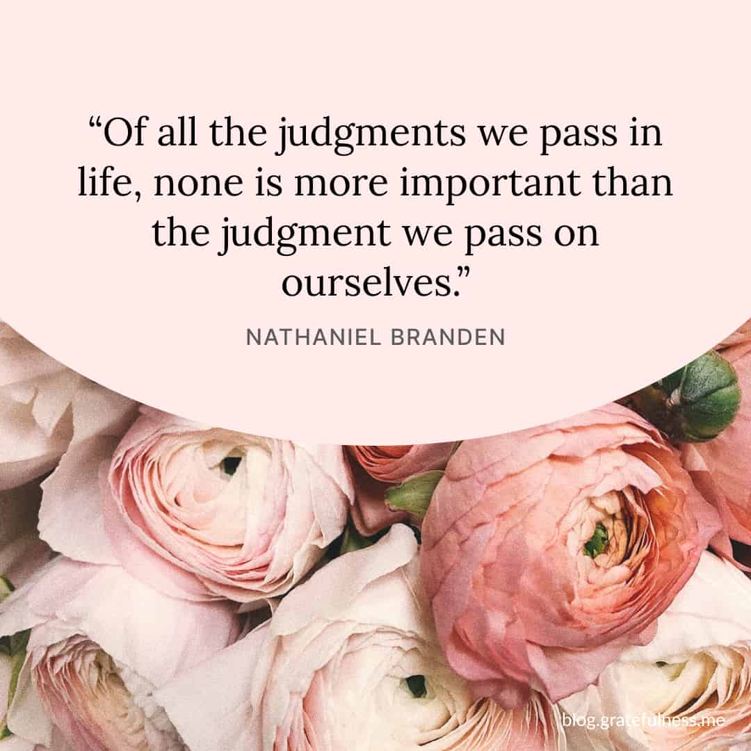 Image with self care quote by Nathaniel Branden