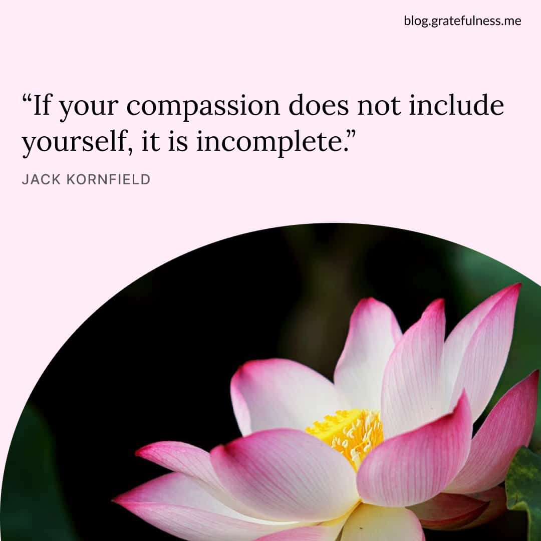 Image with self care quote by Jack Kornfield