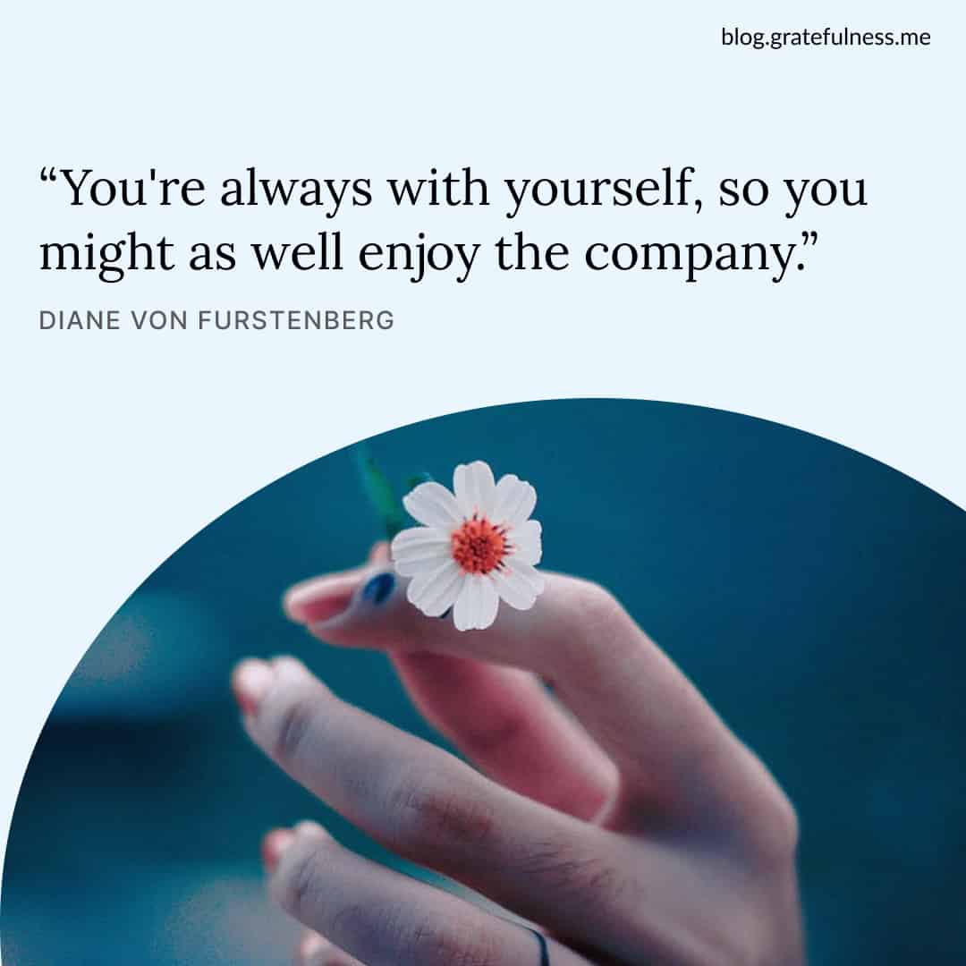 Image with self-love quote by Diane Von Furstenberg