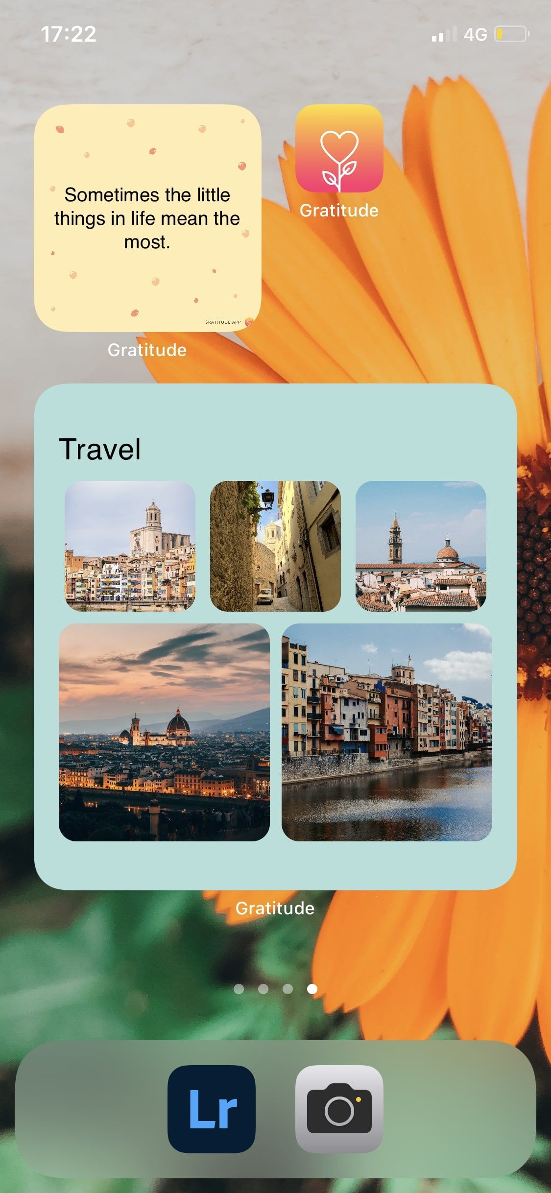 Image with screenshot of vision board widget on phone homescreen