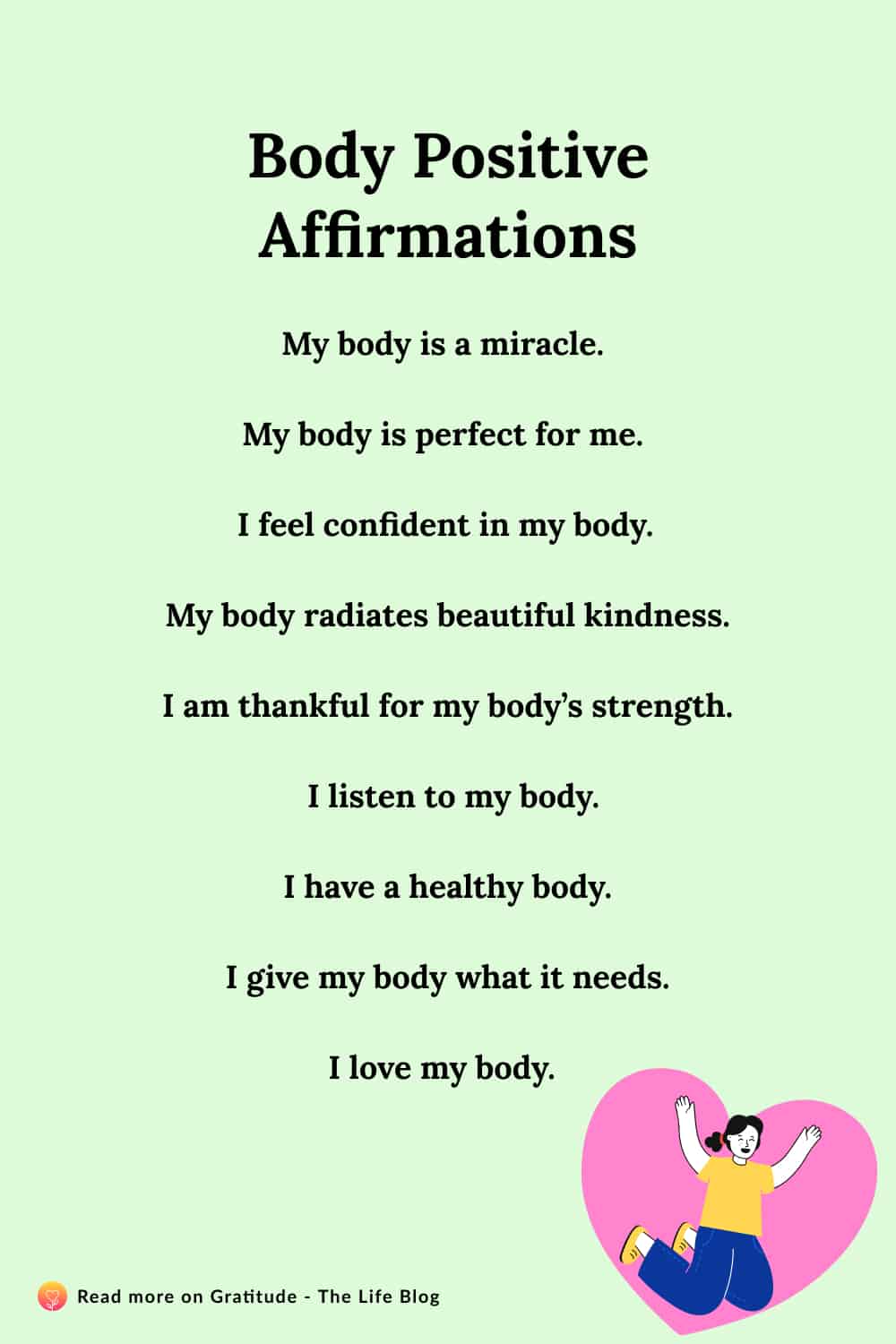 Image with list of body positive affirmations