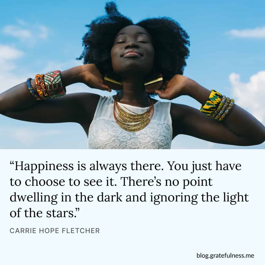 Image with happiness quote by Carrie Hope Fletcher