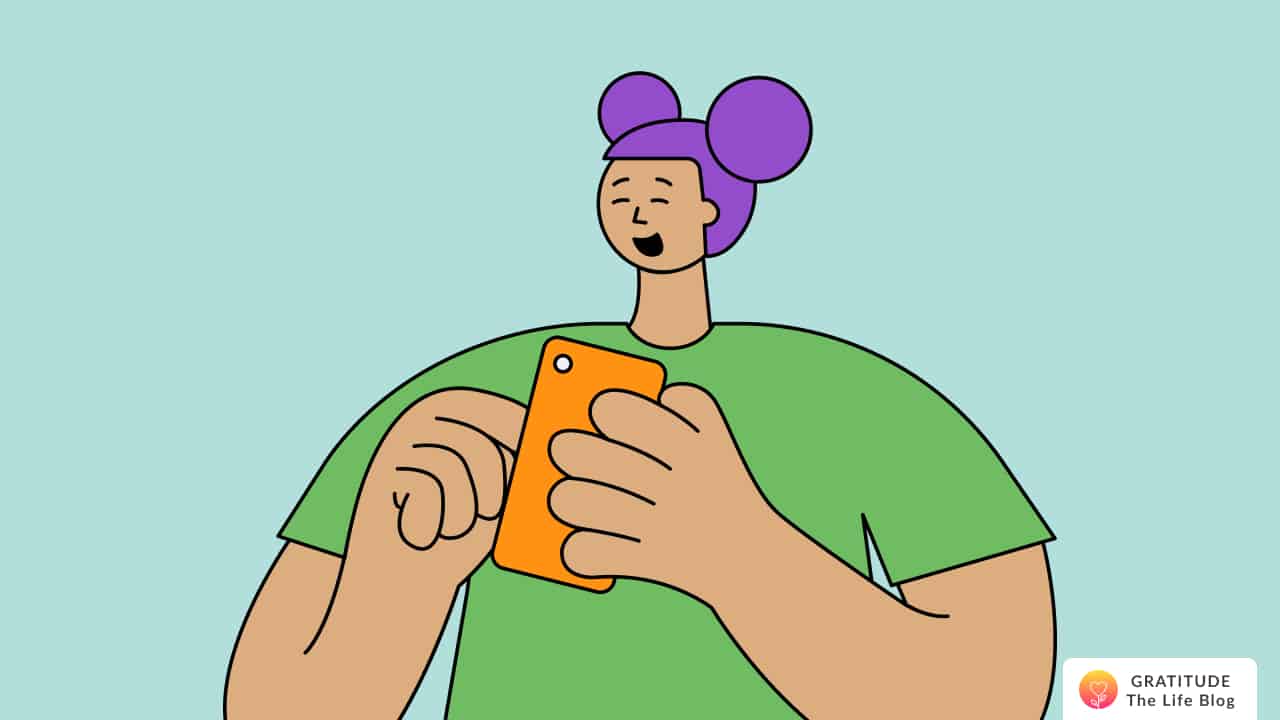 Image with illustration of a person looking at the digital vision board on their phone