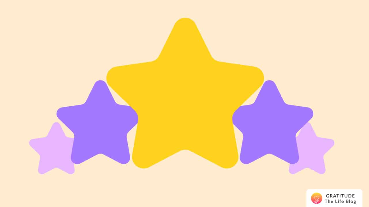 Image with illustration of 5 stars for the gratitude challenge