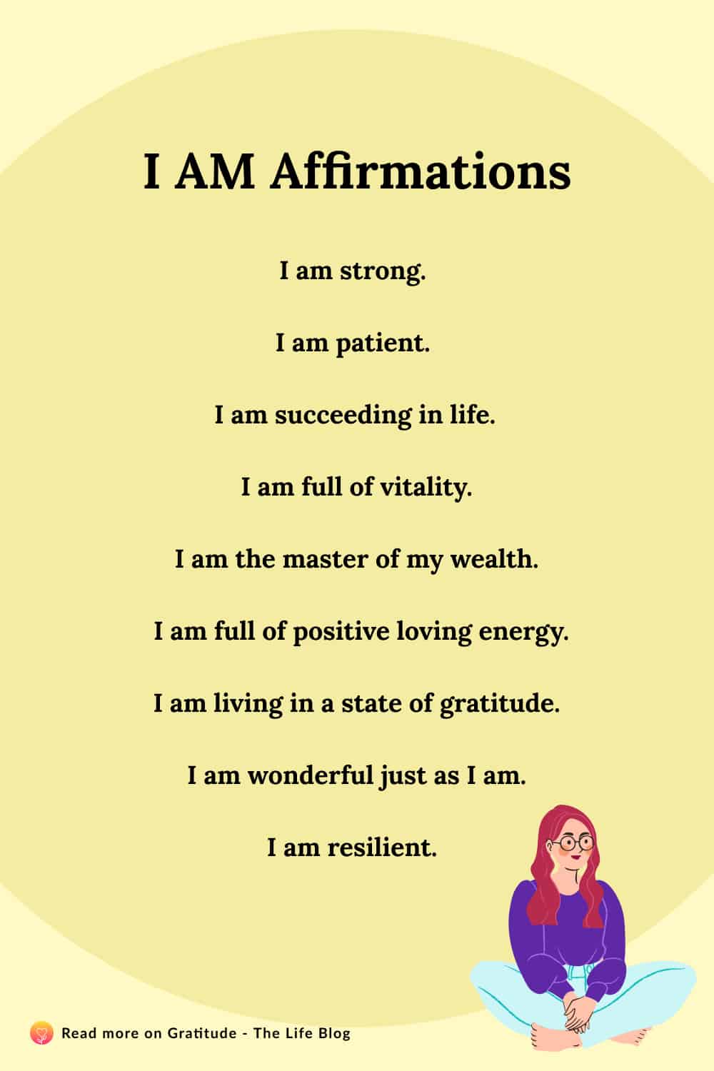 Image with list of I am affirmations