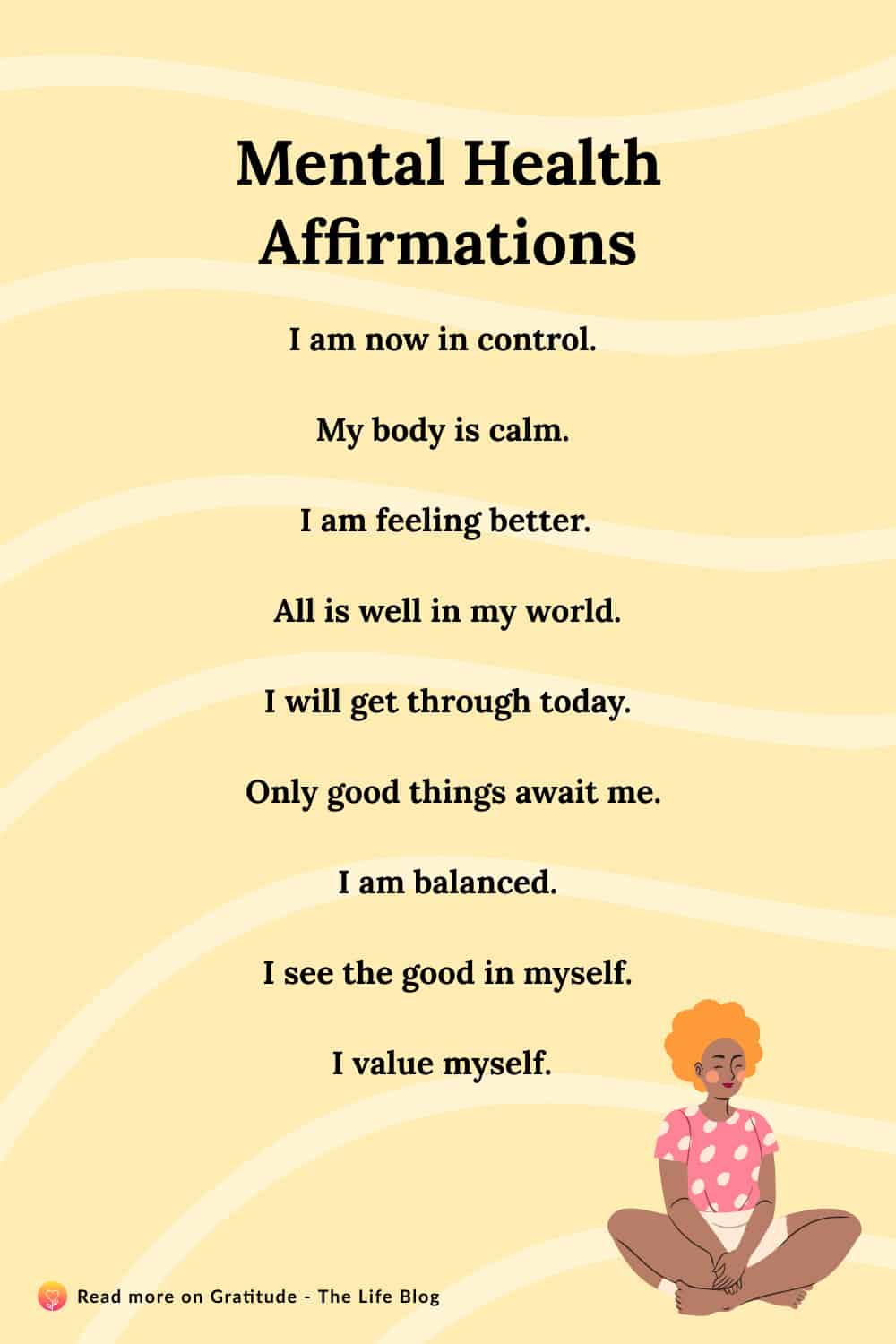 Image with list of mental health affirmations