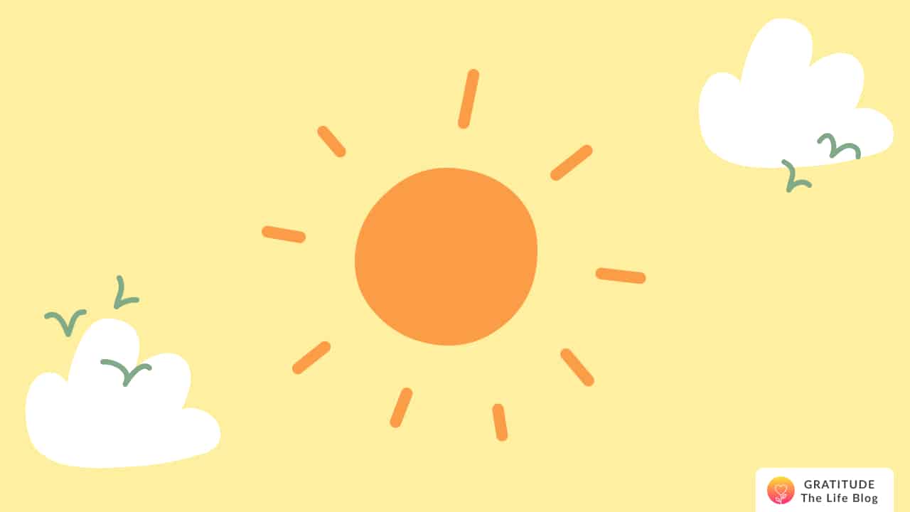 Image with illustration of a bright sun on a new day