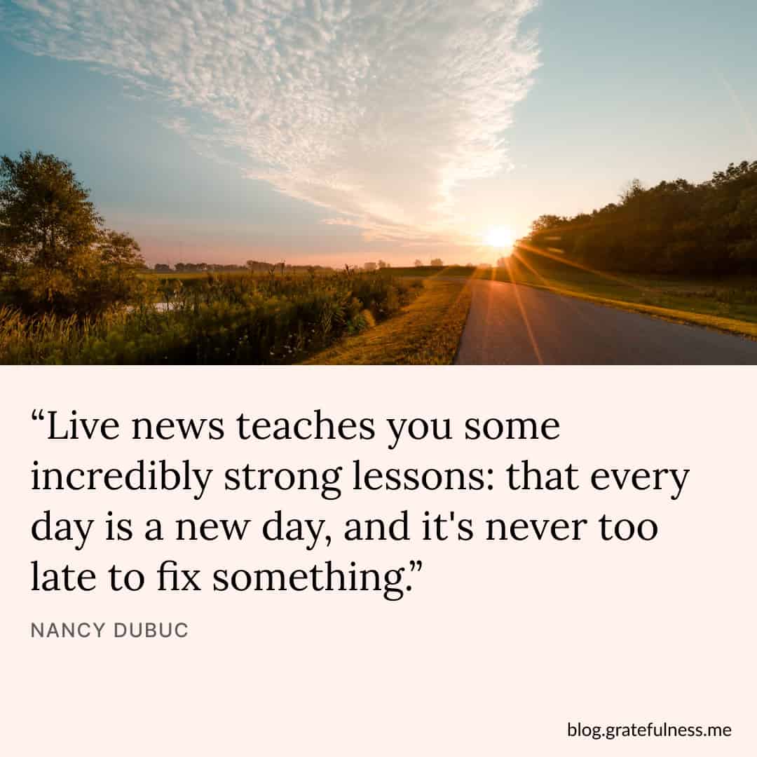 Image with new day quote by Nancy Dubuc