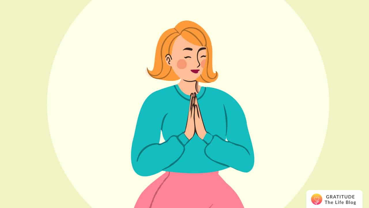 Image with illustration of a woman doing an affirmations positive thinking exercise