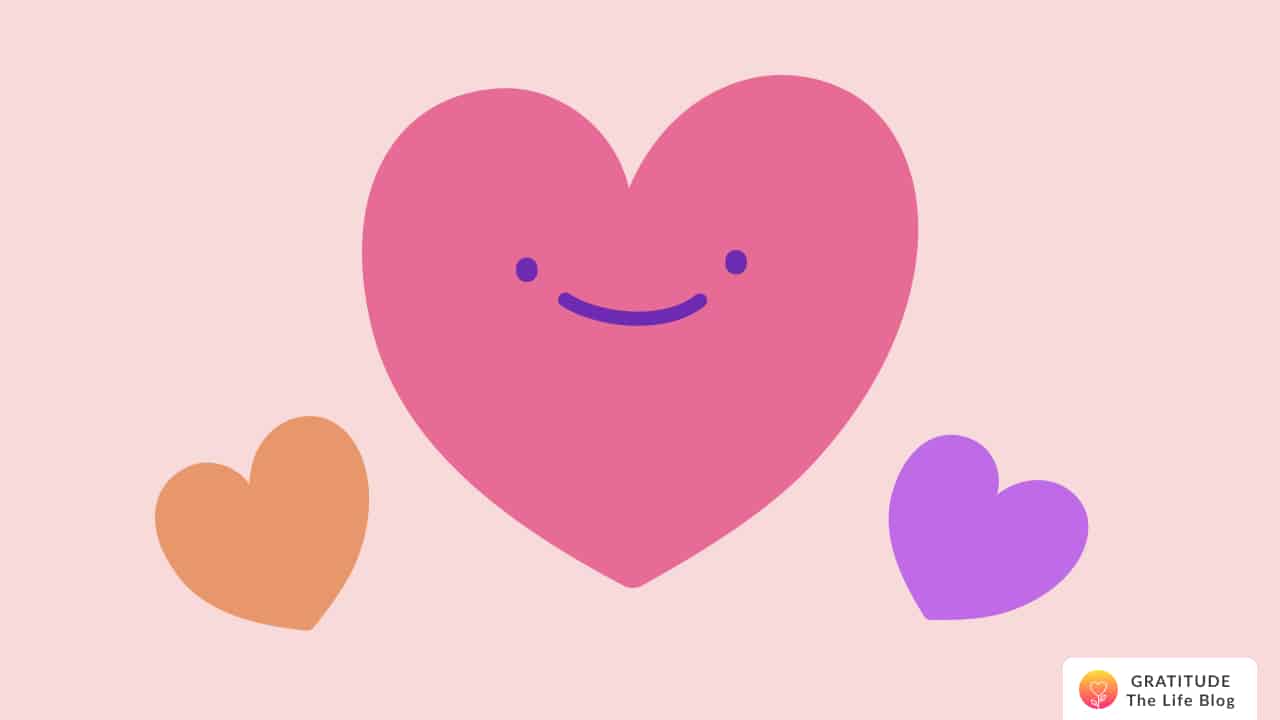 Image with illustration of three colourful hearts
