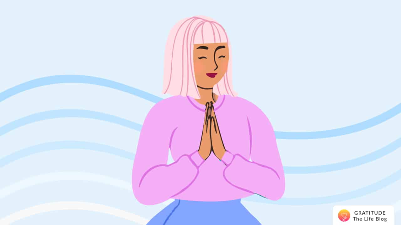 Image with illustration of a woman feeling peaceful