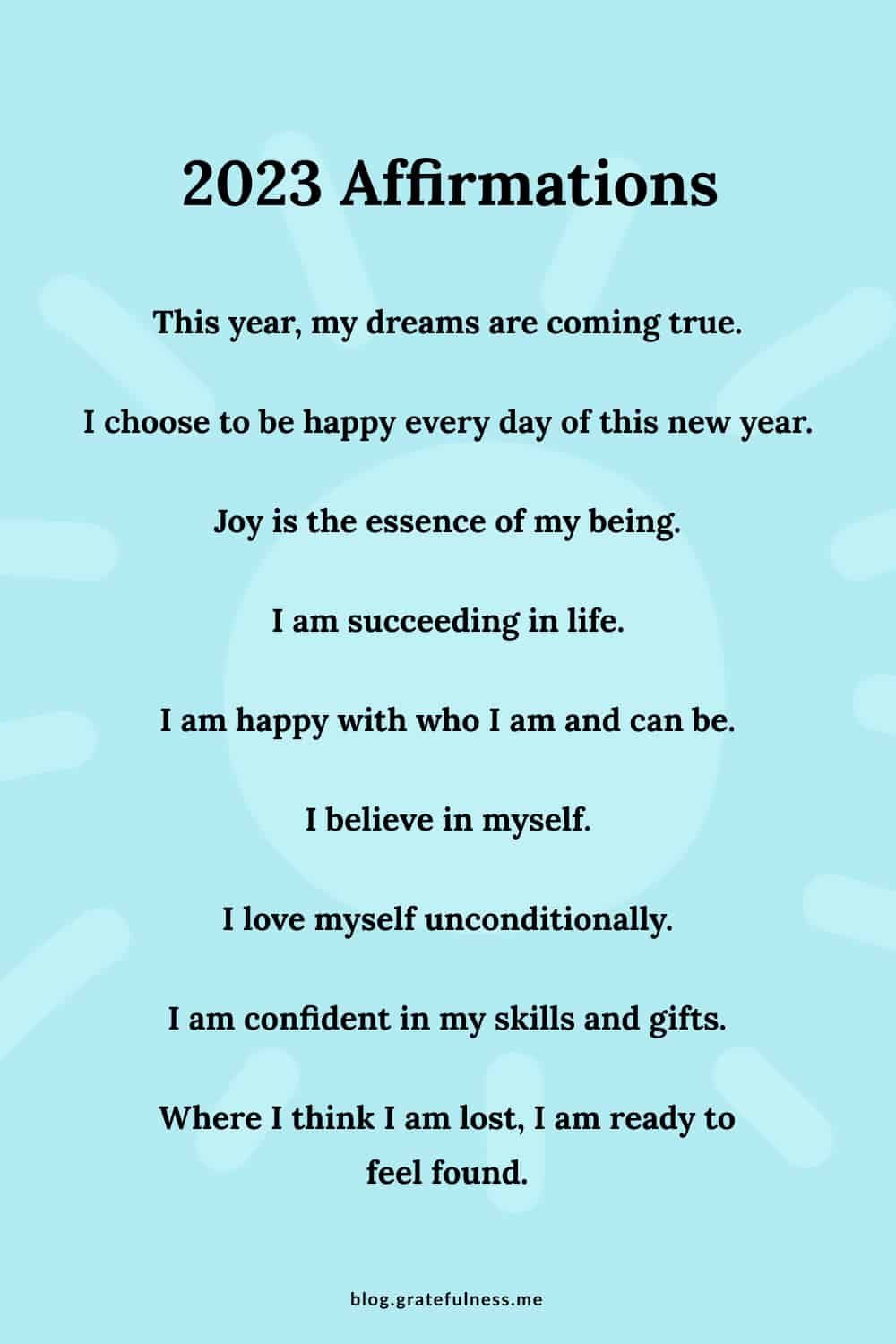 Image with list of 2023 affirmations